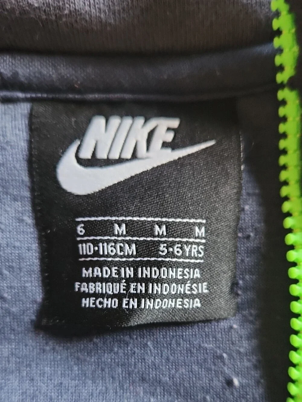 Nike Kids M (5-6) Navy Sherpa Half-Zip Pullover with Neon Green Trim
